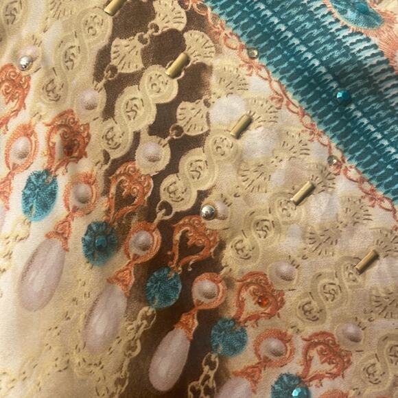 Chico’s animal print crystal and beaded embellished coverup tunic blouse XL - Picture 3 of 10